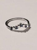 The Diamond Store Blue White Sapphire and Lab Diamond Wishbone Ring in 9K Yellow Gold