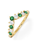 The Diamond Store 9k yellow gold emerald lab diamond wishbone ring, UK version