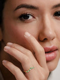 The Diamond Store 9k yellow gold emerald lab diamond wishbone ring, UK version