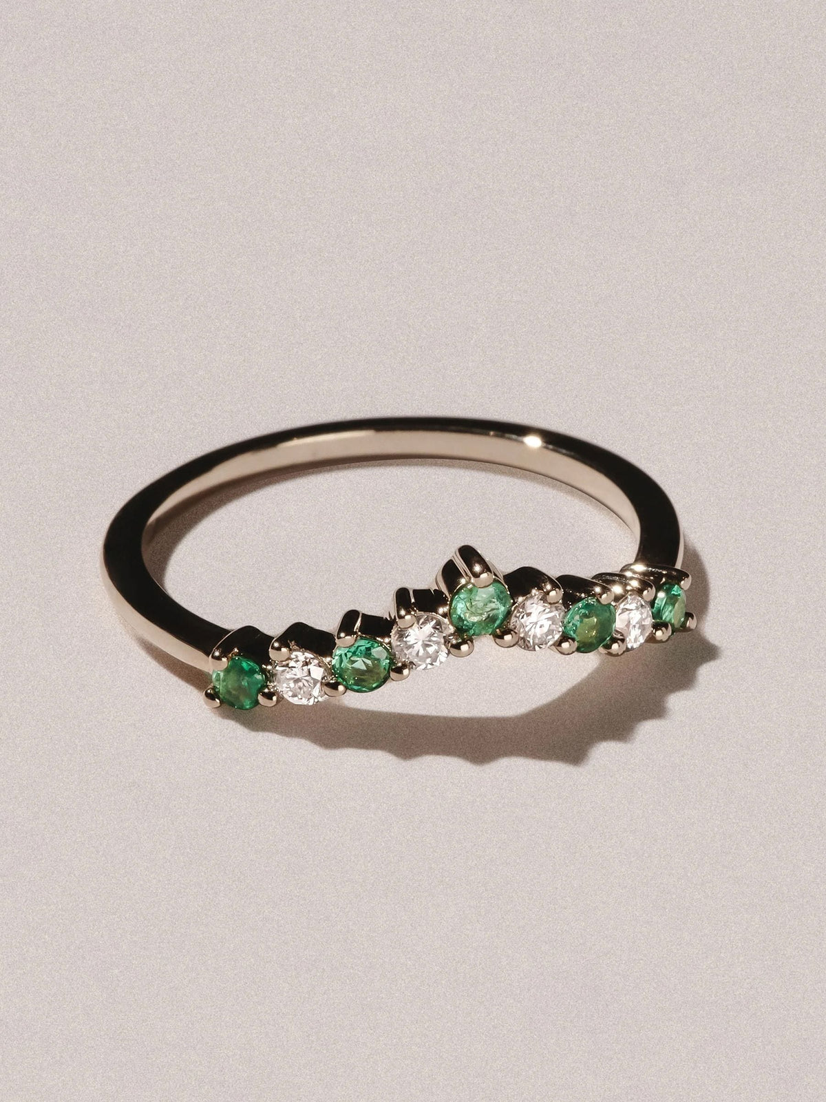 The Diamond Store 9k yellow gold emerald lab diamond wishbone ring, UK version