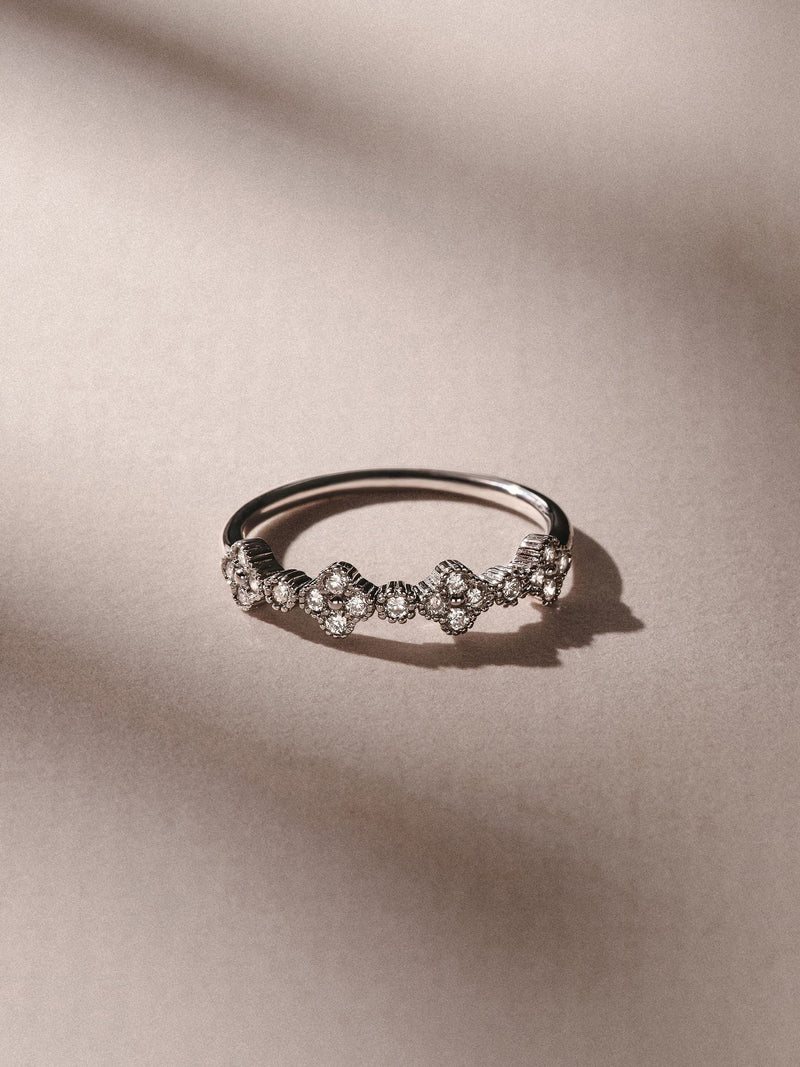 The Diamond Store Alegria lab ruby 4 clover ring, imported from the UK