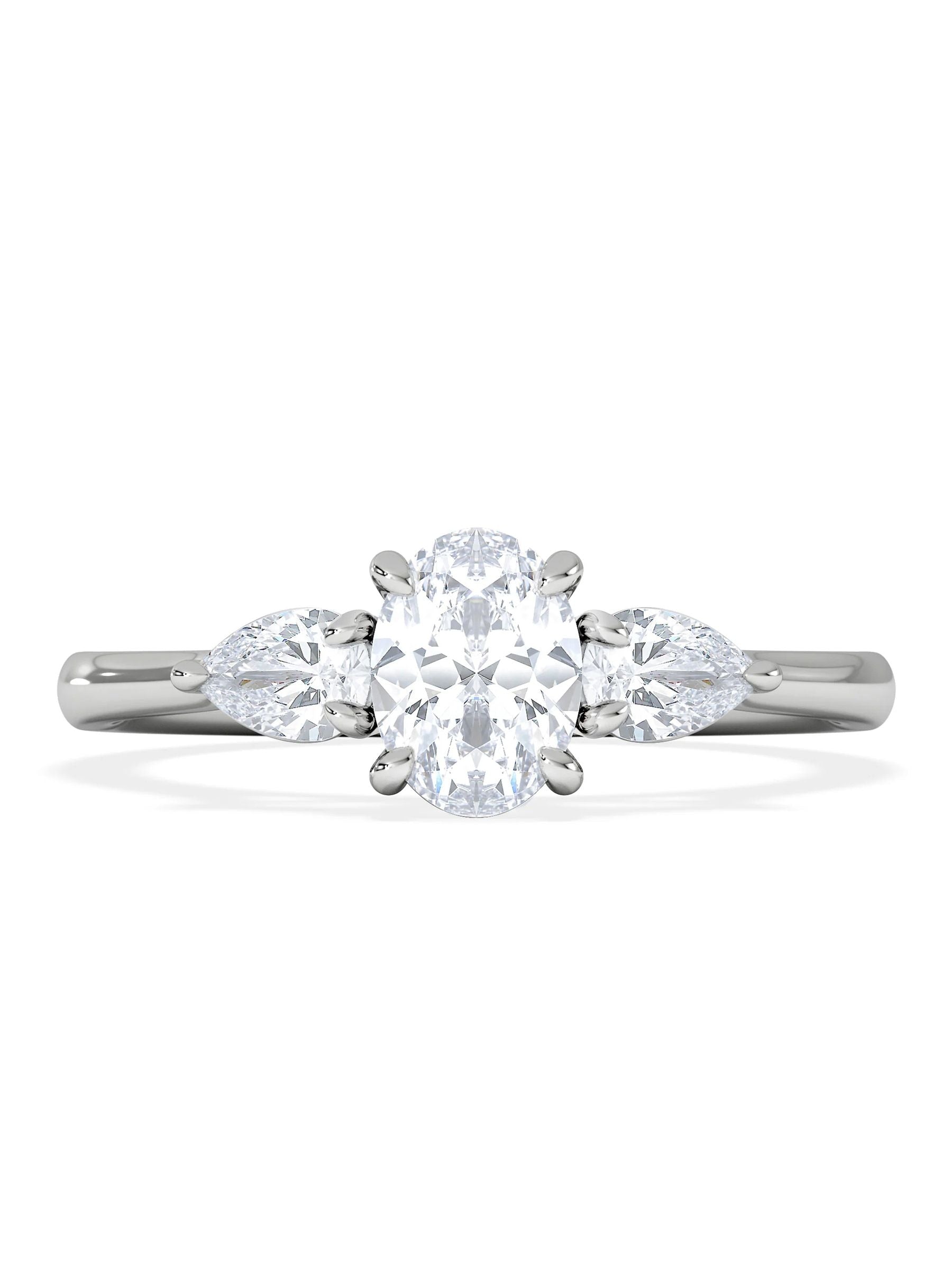 The Diamond Store 0.50ct oval cut trilogy lab diamond ring - British product