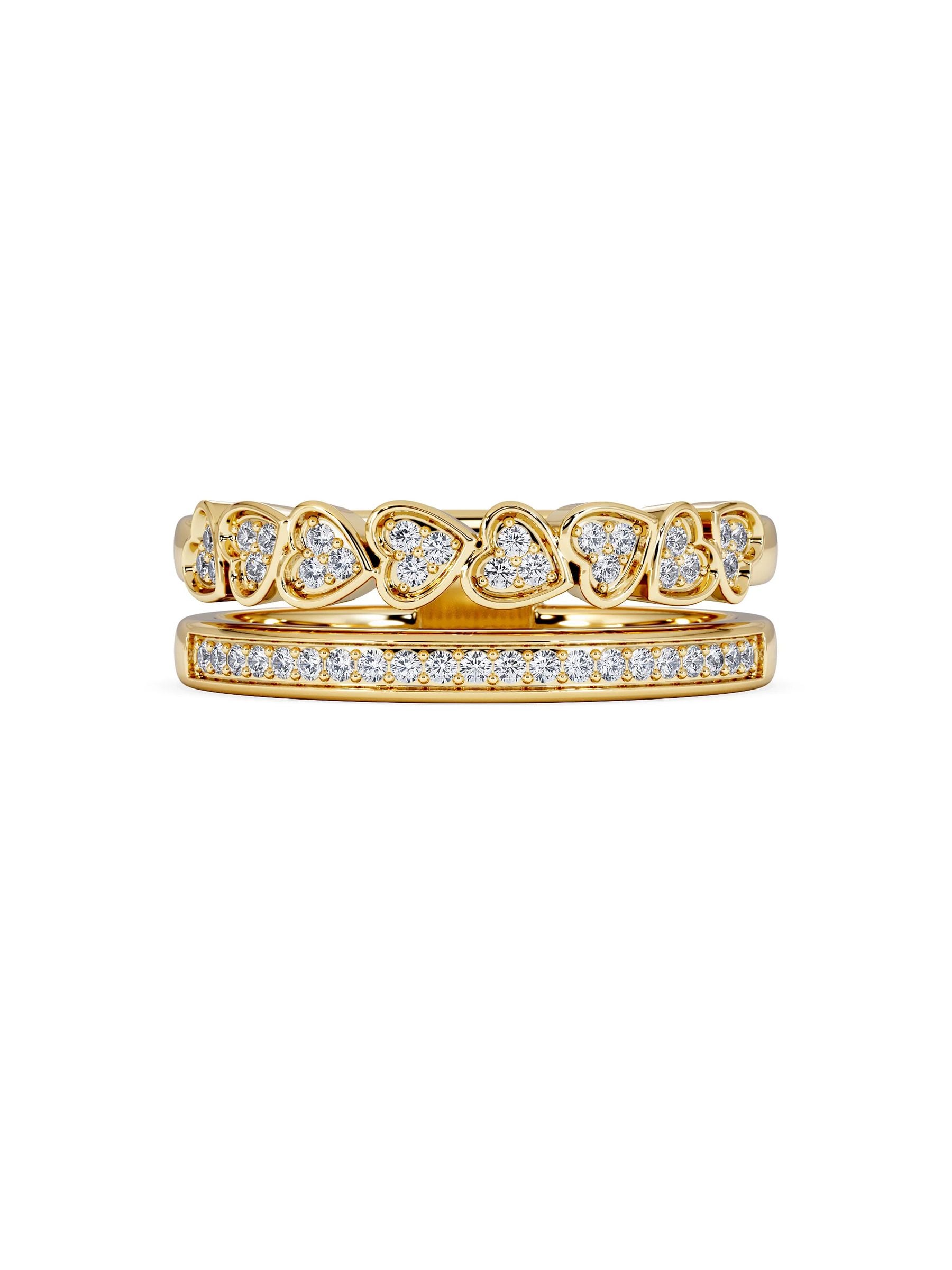 The Diamond Store interlocking heart stacking lab diamond ring 0.20ct, imported from the UK