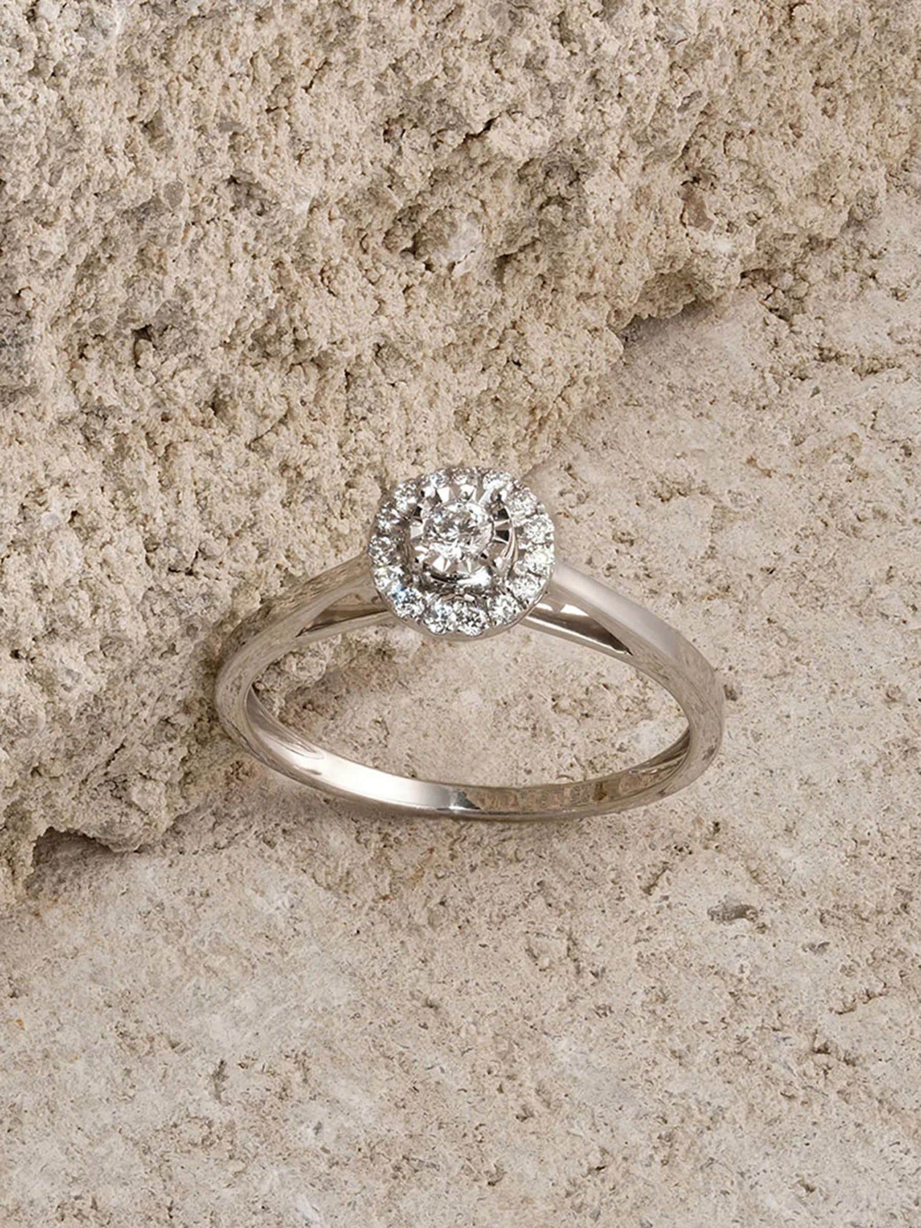 The Diamond Store engagement ring 0.20ct lab diamond halo pavé (British brand)