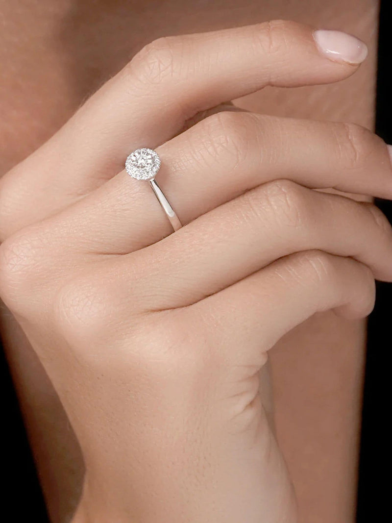 The Diamond Store engagement ring 0.20ct lab diamond halo pavé (British brand)