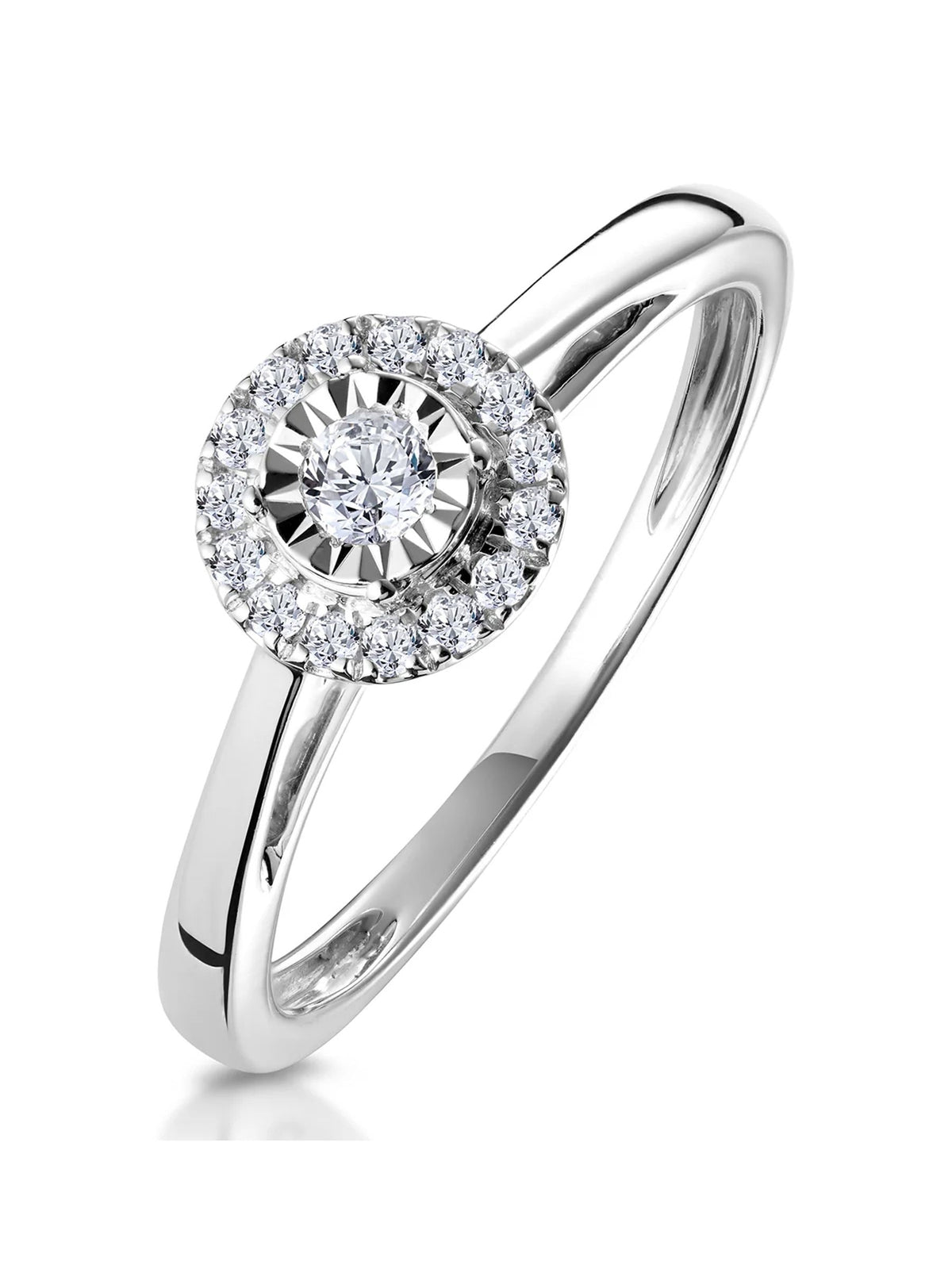 The Diamond Store engagement ring 0.20ct lab diamond halo pavé (British brand)
