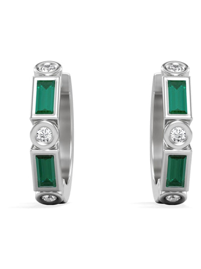 Next The Diamond Store Green White Forme 0.52ct Baguette Cut Lab Emerald Huggie Earrings in 18K Gold Vermeil- Buy online at McGrocer