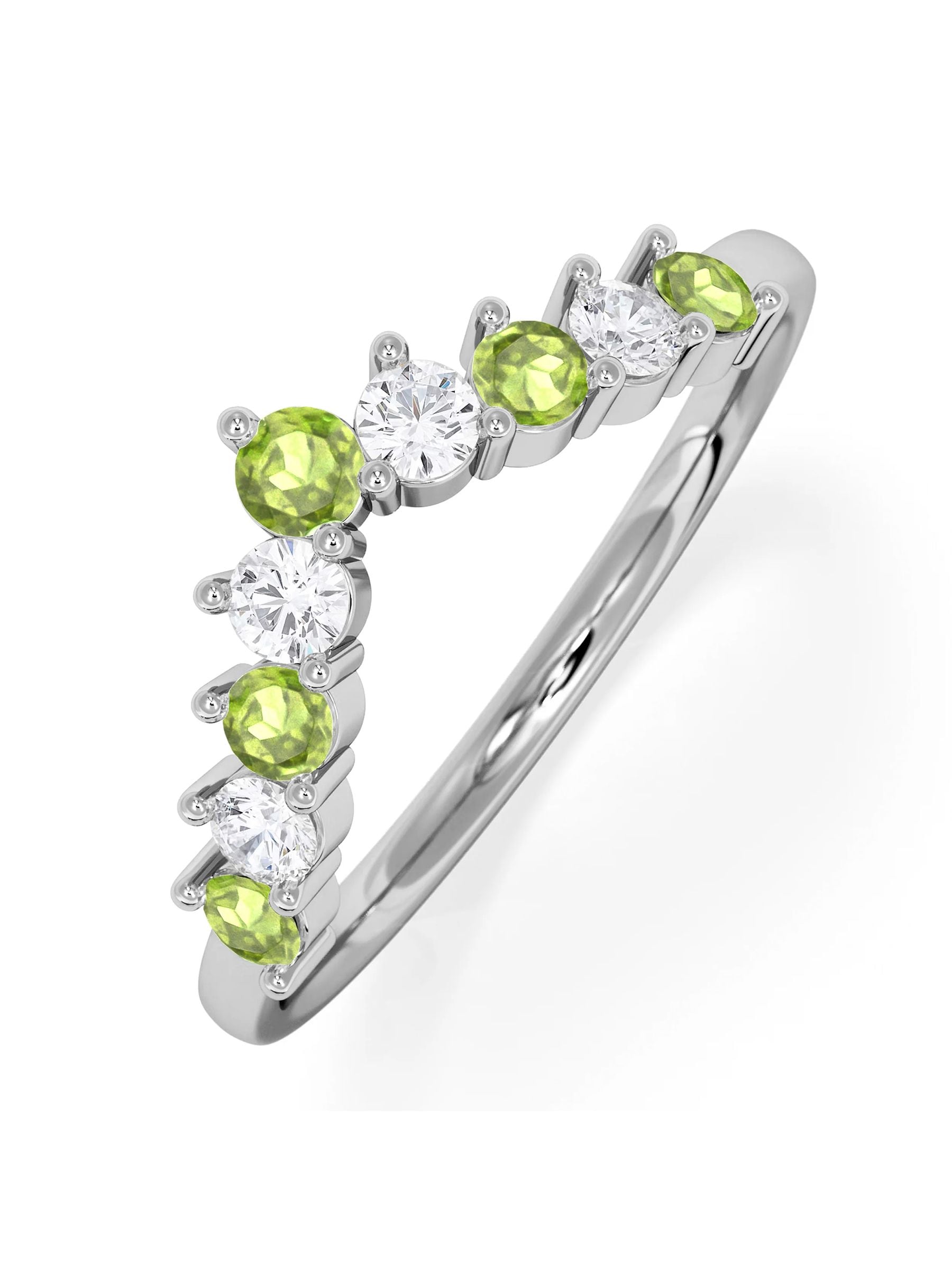 The Diamond Store peridot lab diamond wishbone ring 9K gold, imported from the UK