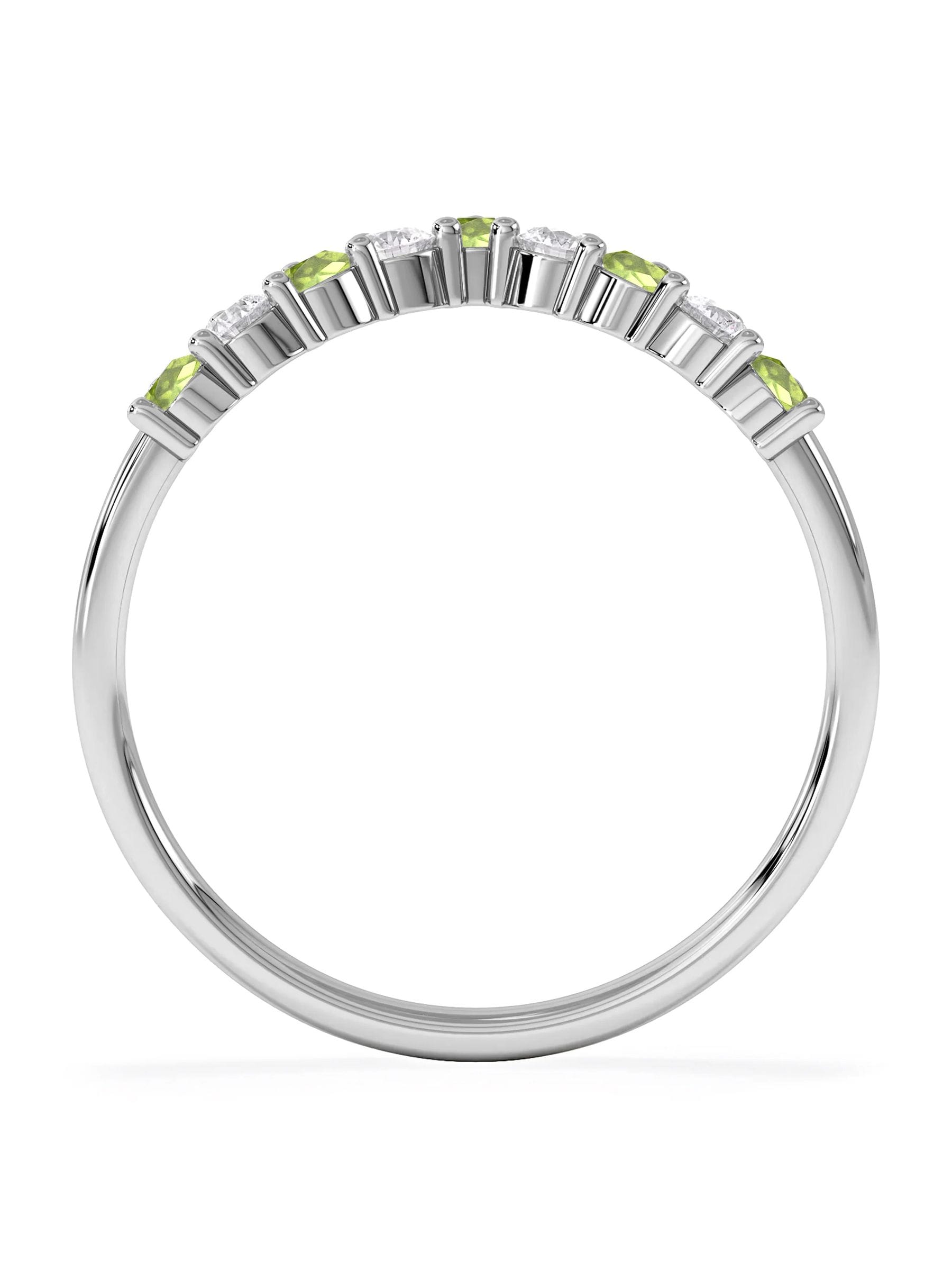 The Diamond Store peridot lab diamond wishbone ring 9K gold, imported from the UK