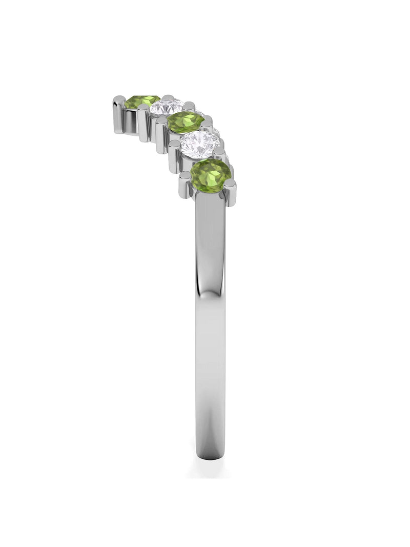 The Diamond Store peridot lab diamond wishbone ring 9K gold, imported from the UK