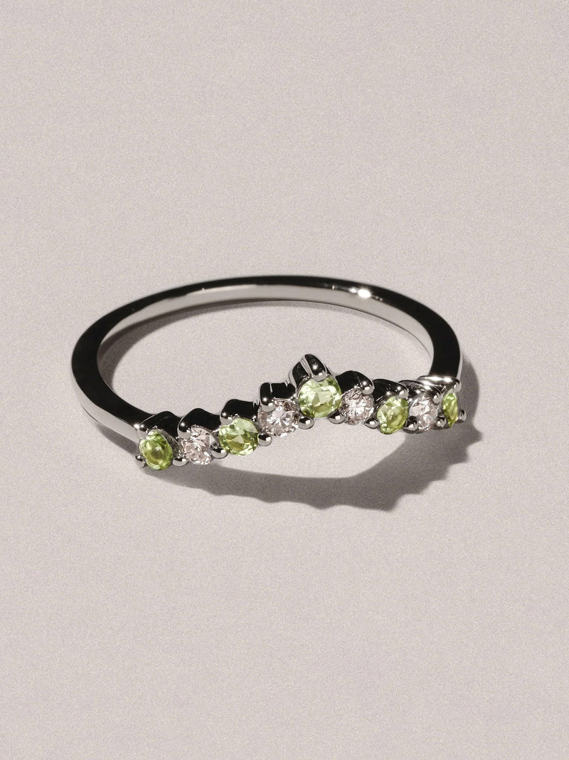 The Diamond Store peridot lab diamond wishbone ring 9K gold, imported from the UK