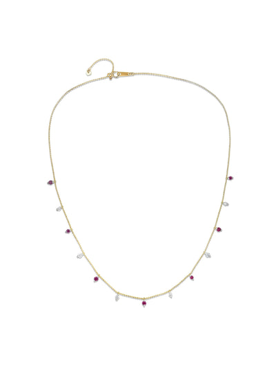 Next The Diamond Store Red Vivara Lab Ruby and Lab Diamond Necklace Set, 9K Yellow Gold- Buy online at McGrocer