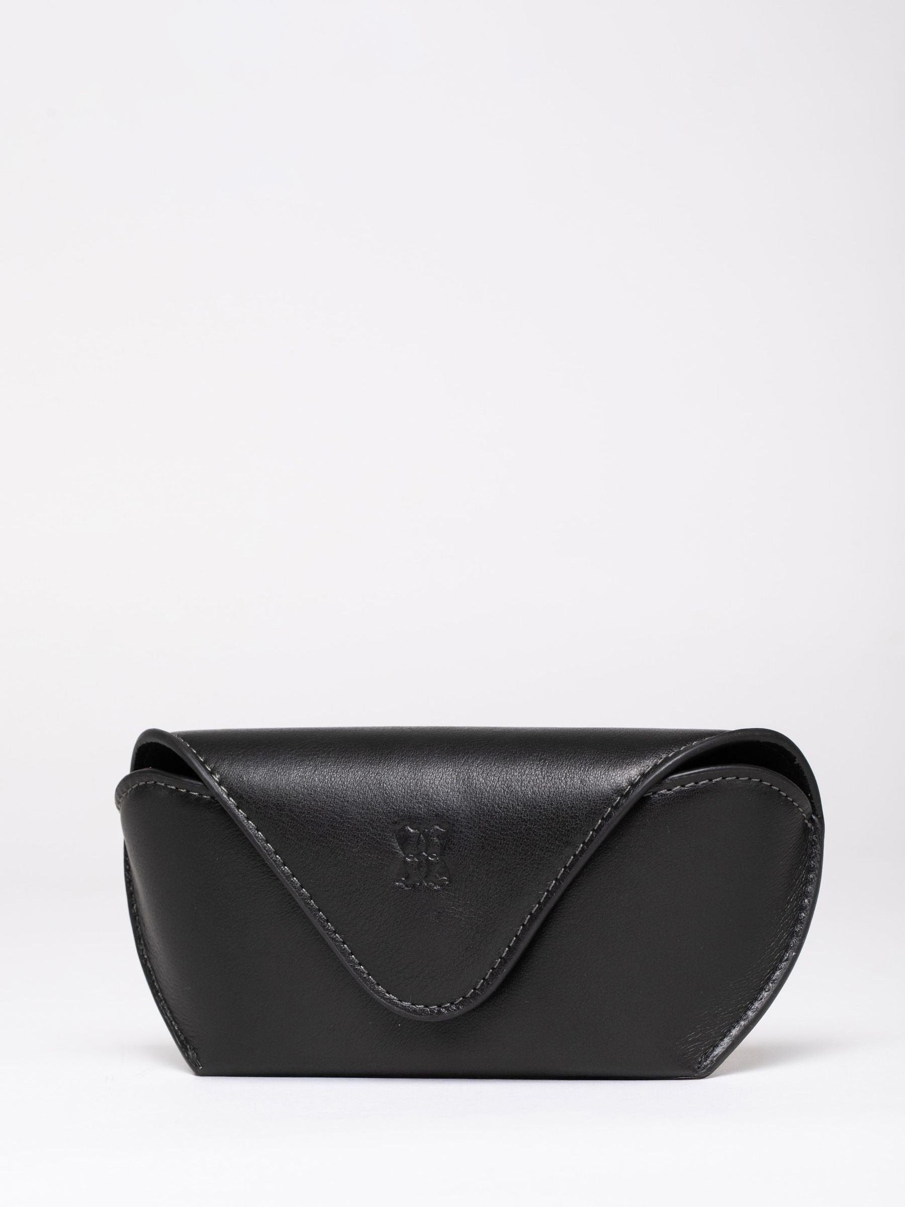 Lakeland Leather black flapover glasses case - British product