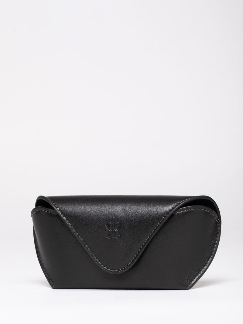 Lakeland Leather black flapover glasses case - British product