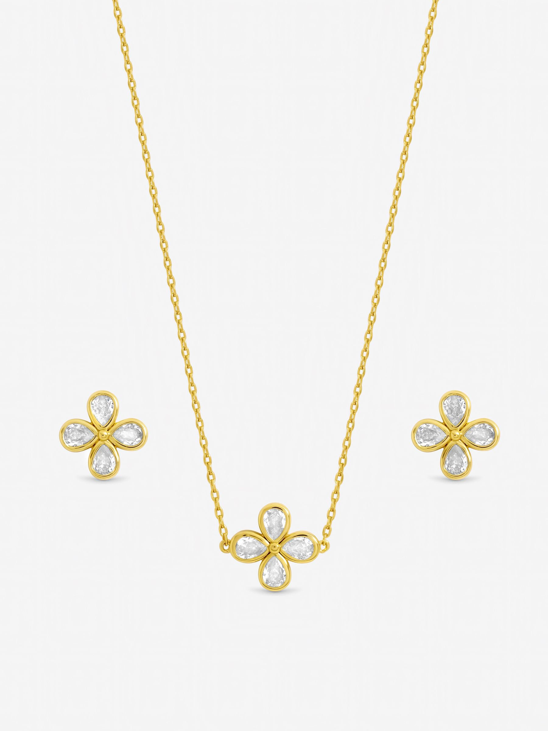Jon Richard gold tone crystal flower bridal set gift box - British product