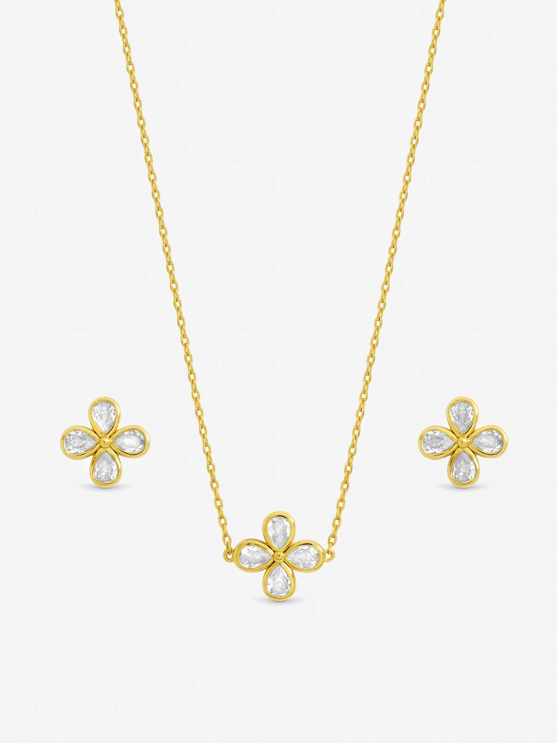 Jon Richard gold tone crystal flower bridal set gift box - British product