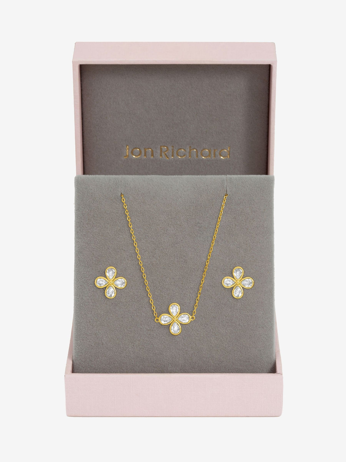 Jon Richard gold tone crystal flower bridal set gift box - British product