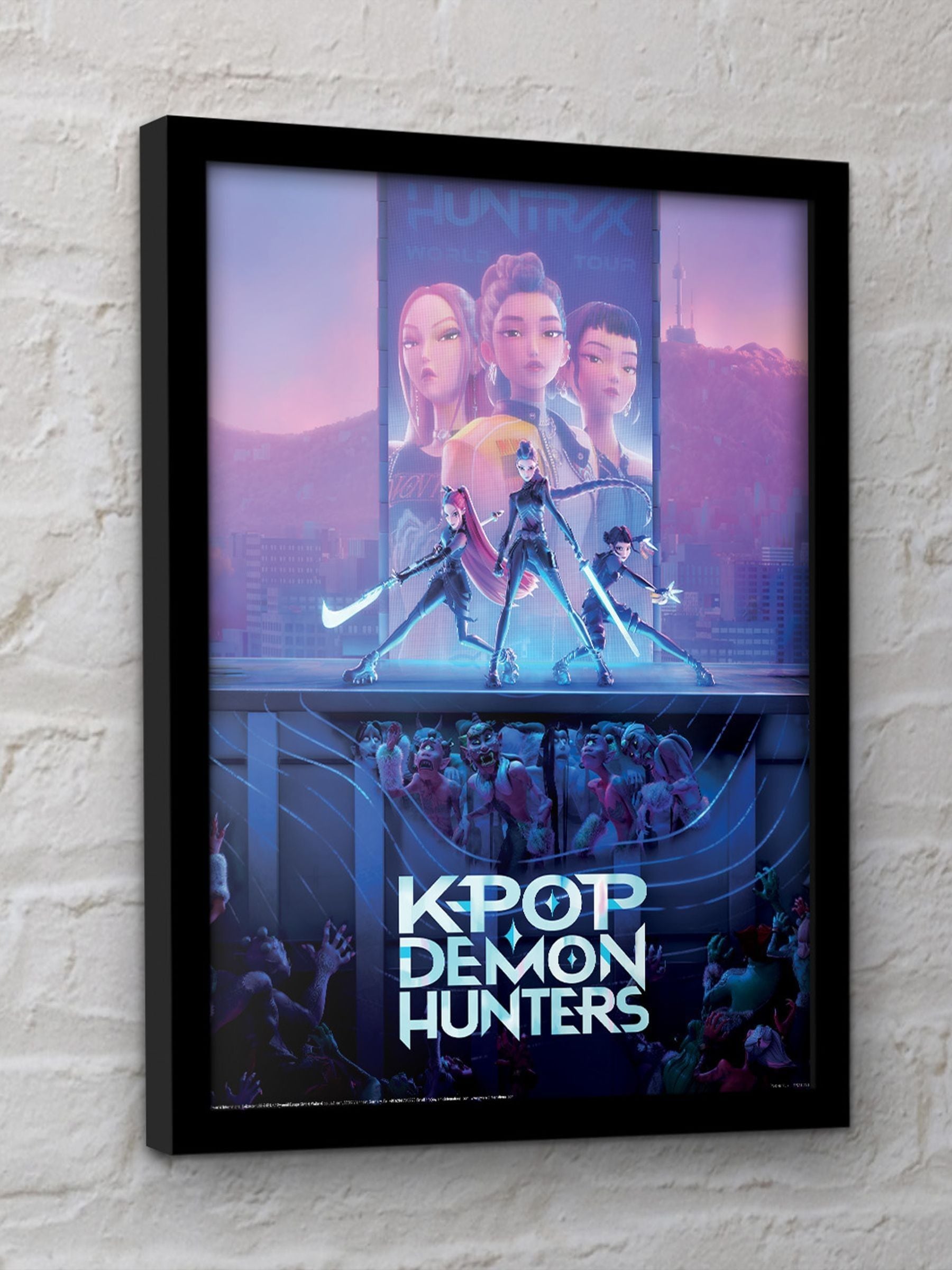 Pyramid International Black Demon Hunters framed print and tote bundle (British brand)
