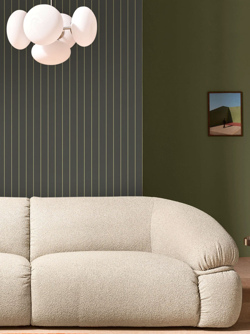 MADE.COM Mint Chocolate Kyria Stripe wallpaper sample A4 (British brand)