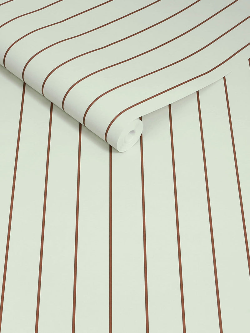 MADE.COM Mint Chocolate Kyria Stripe wallpaper sample A4 (British brand)