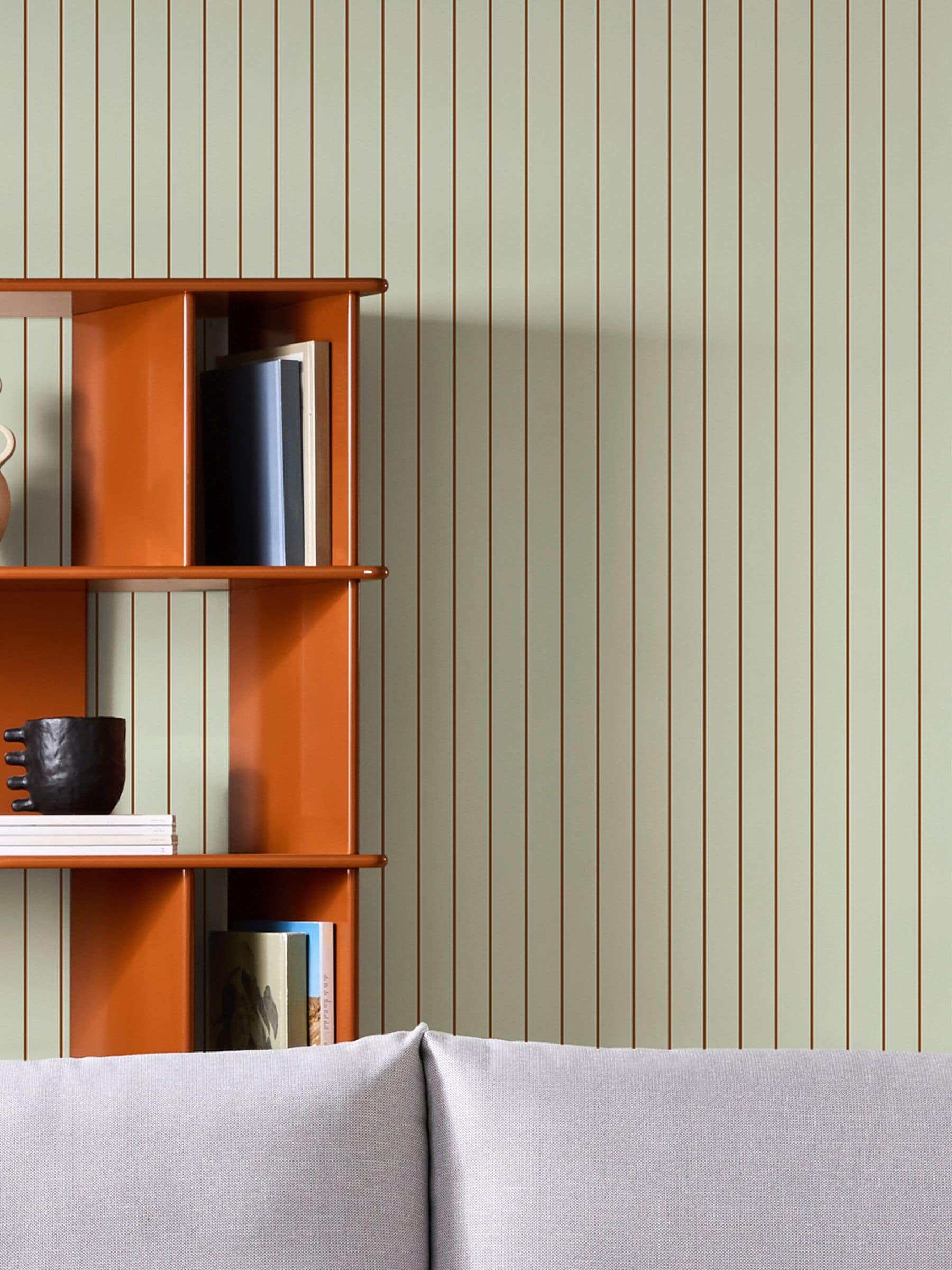 MADE.COM Mint Chocolate Kyria Stripe wallpaper sample A4 (British brand)