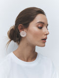 Pink powder coated flower stud earrings - British product