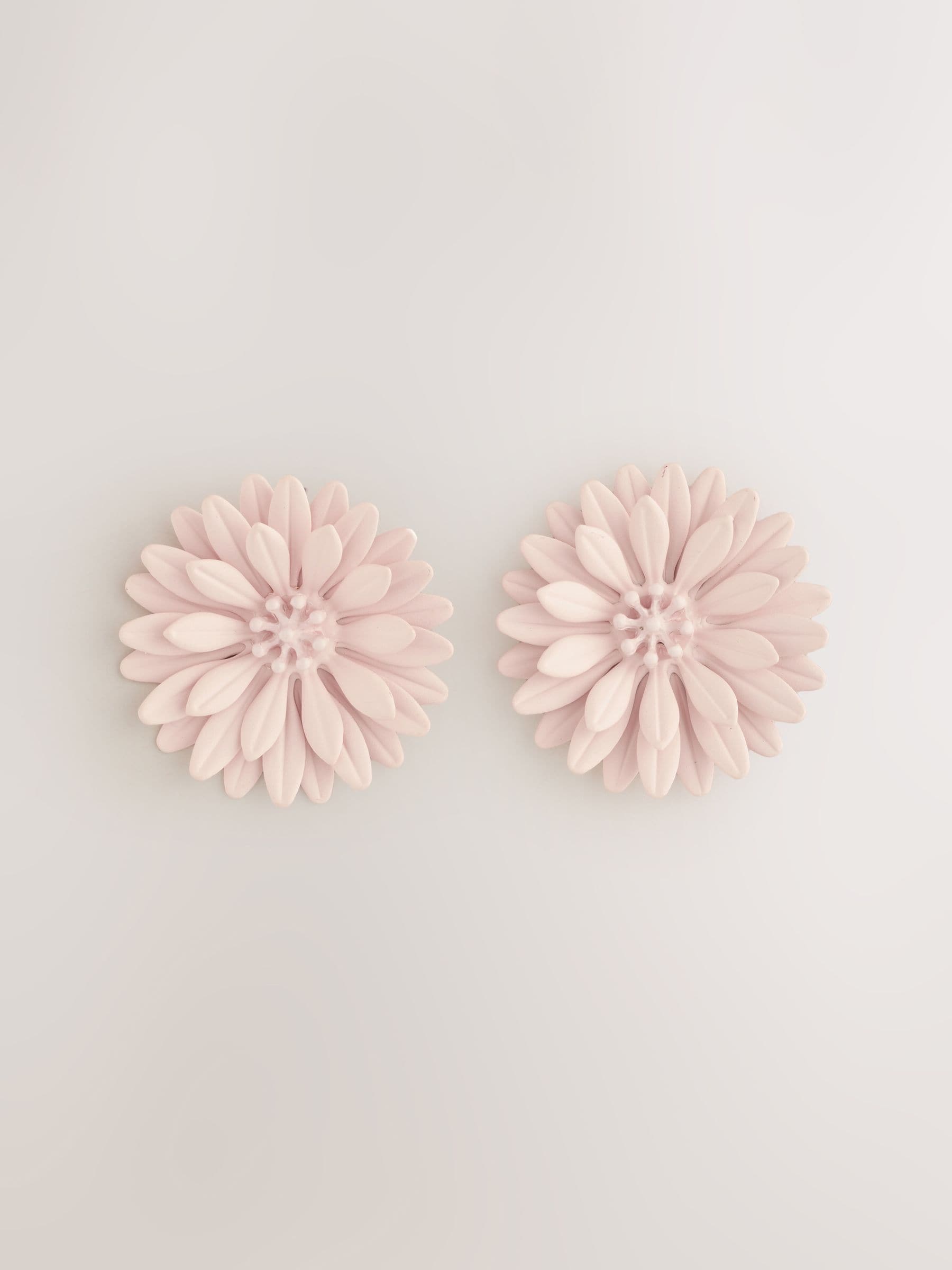 Pink powder coated flower stud earrings - British product