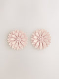 Pink powder coated flower stud earrings - British product