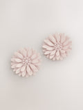 Pink powder coated flower stud earrings - British product