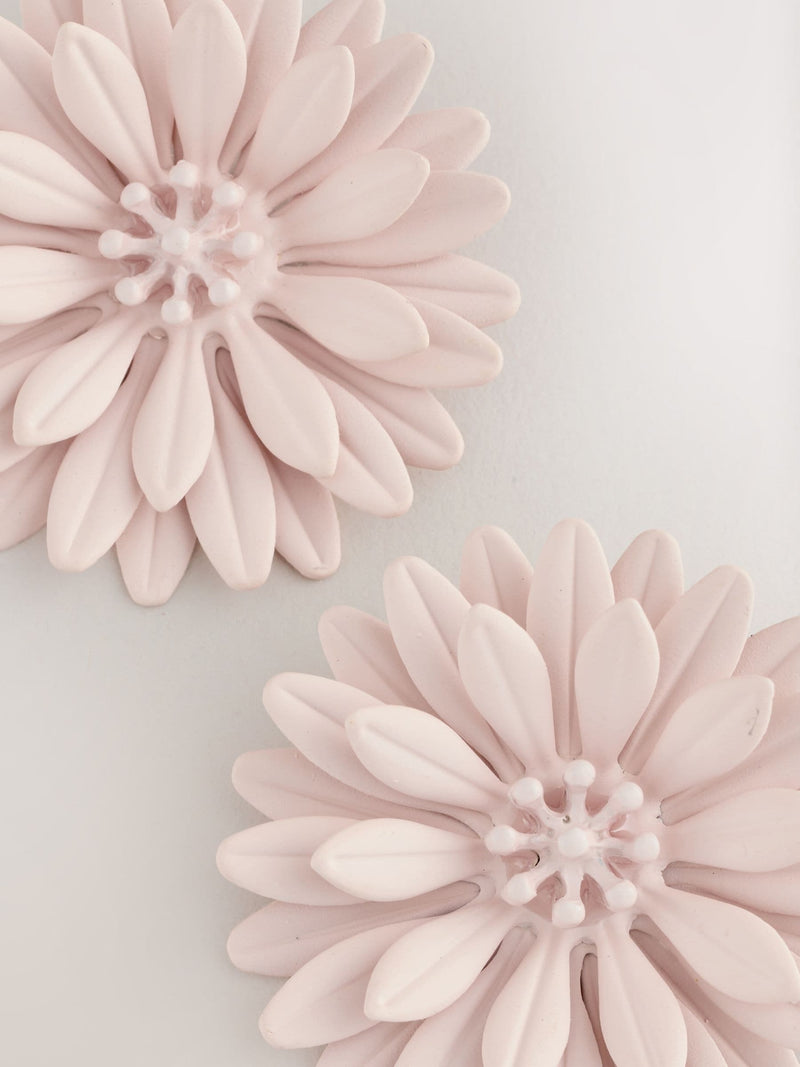 Pink powder coated flower stud earrings - British product