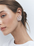 Pink powder coated flower stud earrings - British product