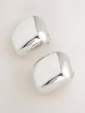Silver tone square stud earrings in recycled zinc from a British brand
