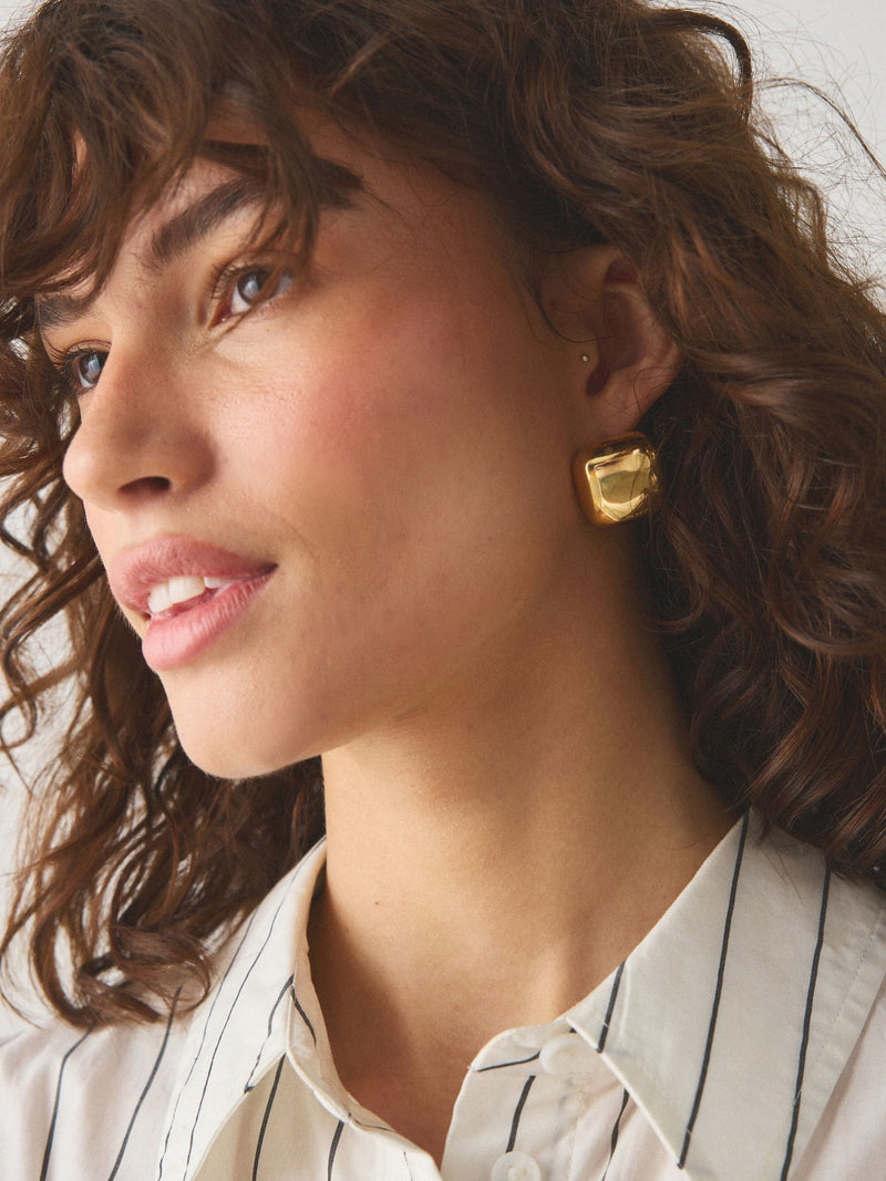 Silver Tone Square Stud Earrings