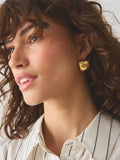 Silver Tone Square Stud Earrings