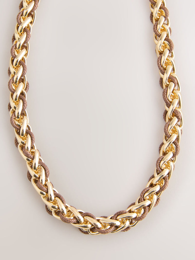 Gold tone chain cord necklace, imported from the UK