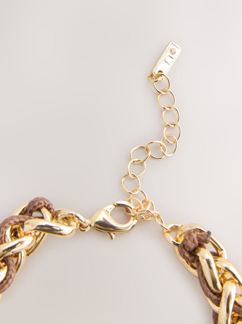 Gold tone chain cord necklace, imported from the UK
