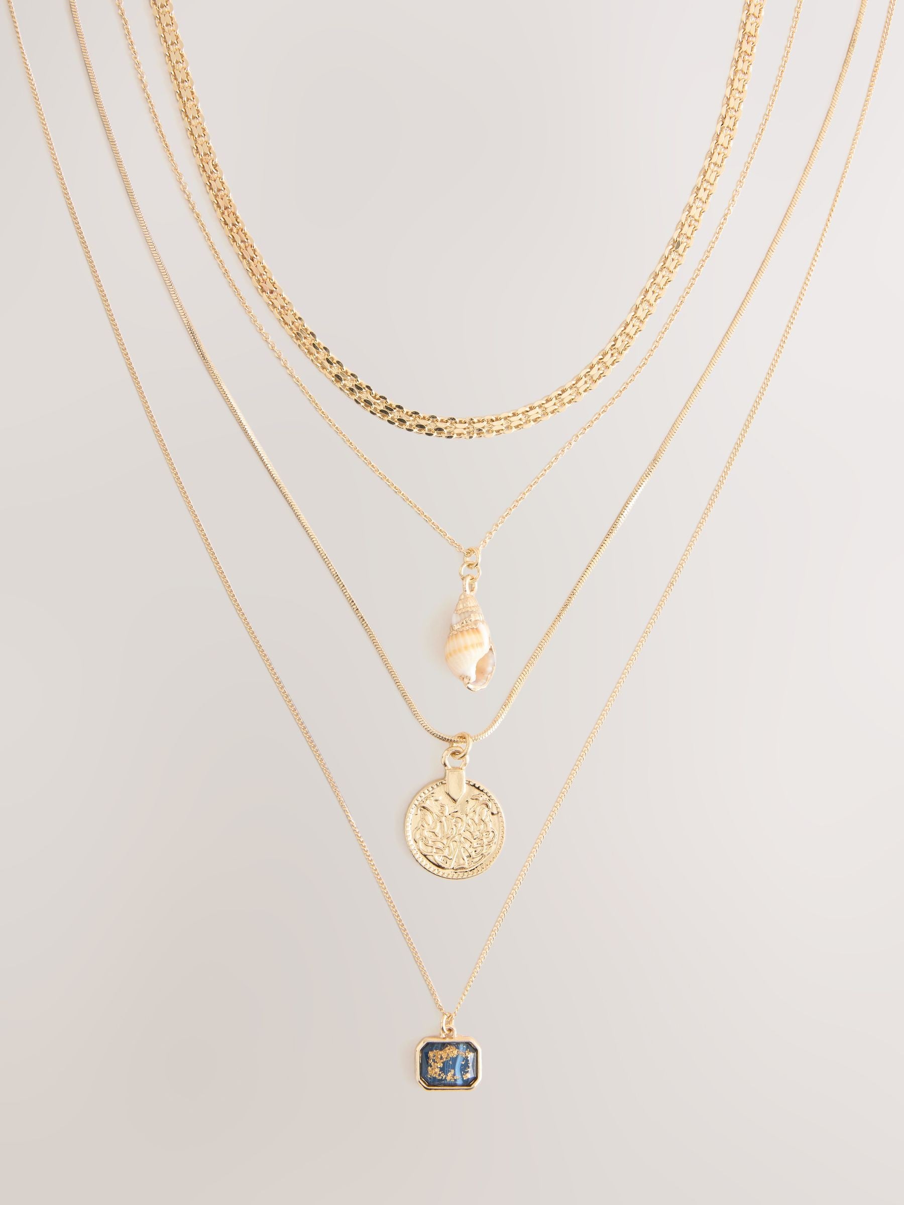 Gold Tone Pendant Heritage 4 Layer Necklace - British product