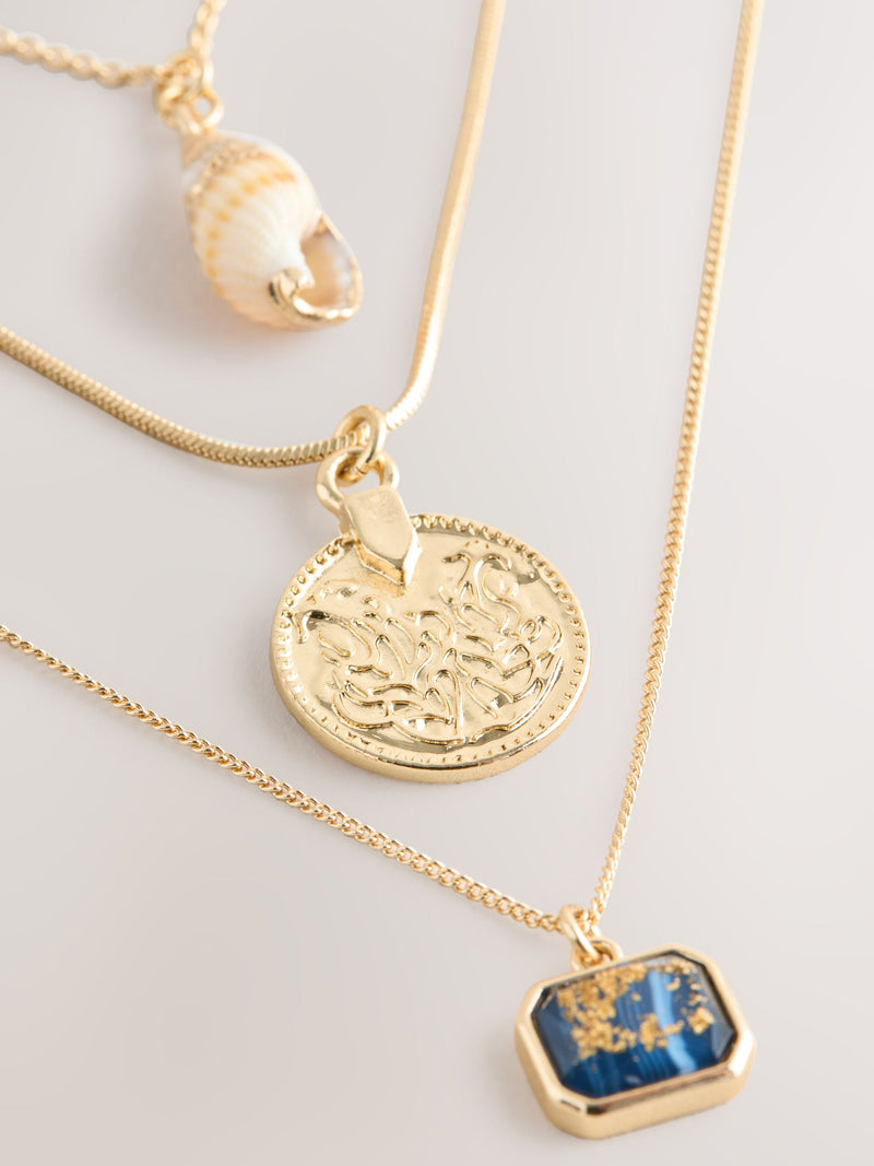 Gold Tone Pendant Heritage 4 Layer Necklace - British product