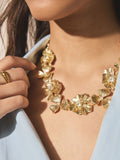 Necklace gold tone floral sparkle - British product