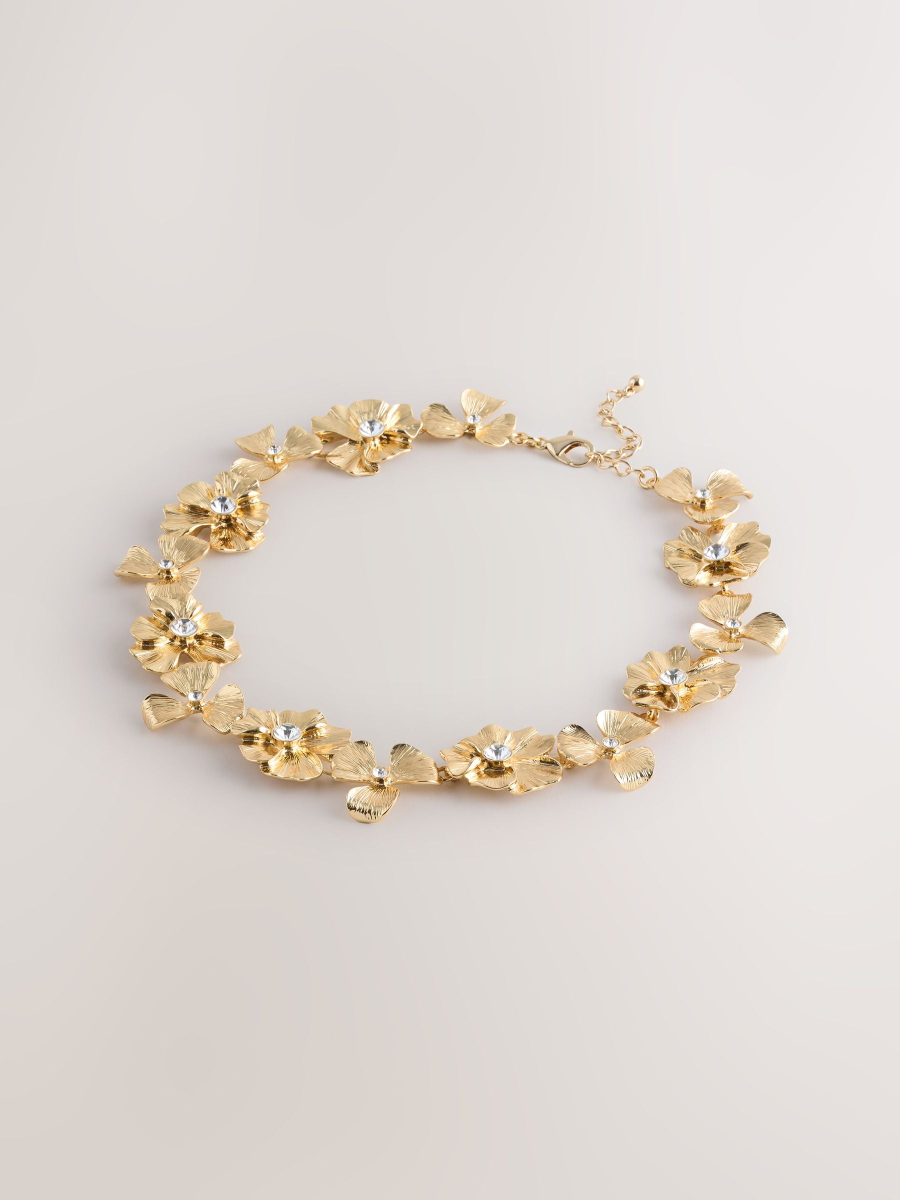 Necklace gold tone floral sparkle - British product