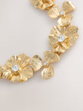 Necklace gold tone floral sparkle - British product
