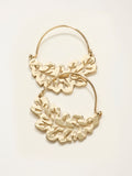 FatFace leaf hoop earrings gold tone 3cm, UK version
