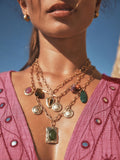 Gold tone three-layer charm chain necklace, UK version