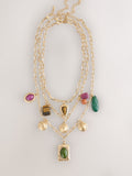 Gold tone three-layer charm chain necklace, UK version