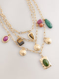 Gold tone three-layer charm chain necklace, UK version