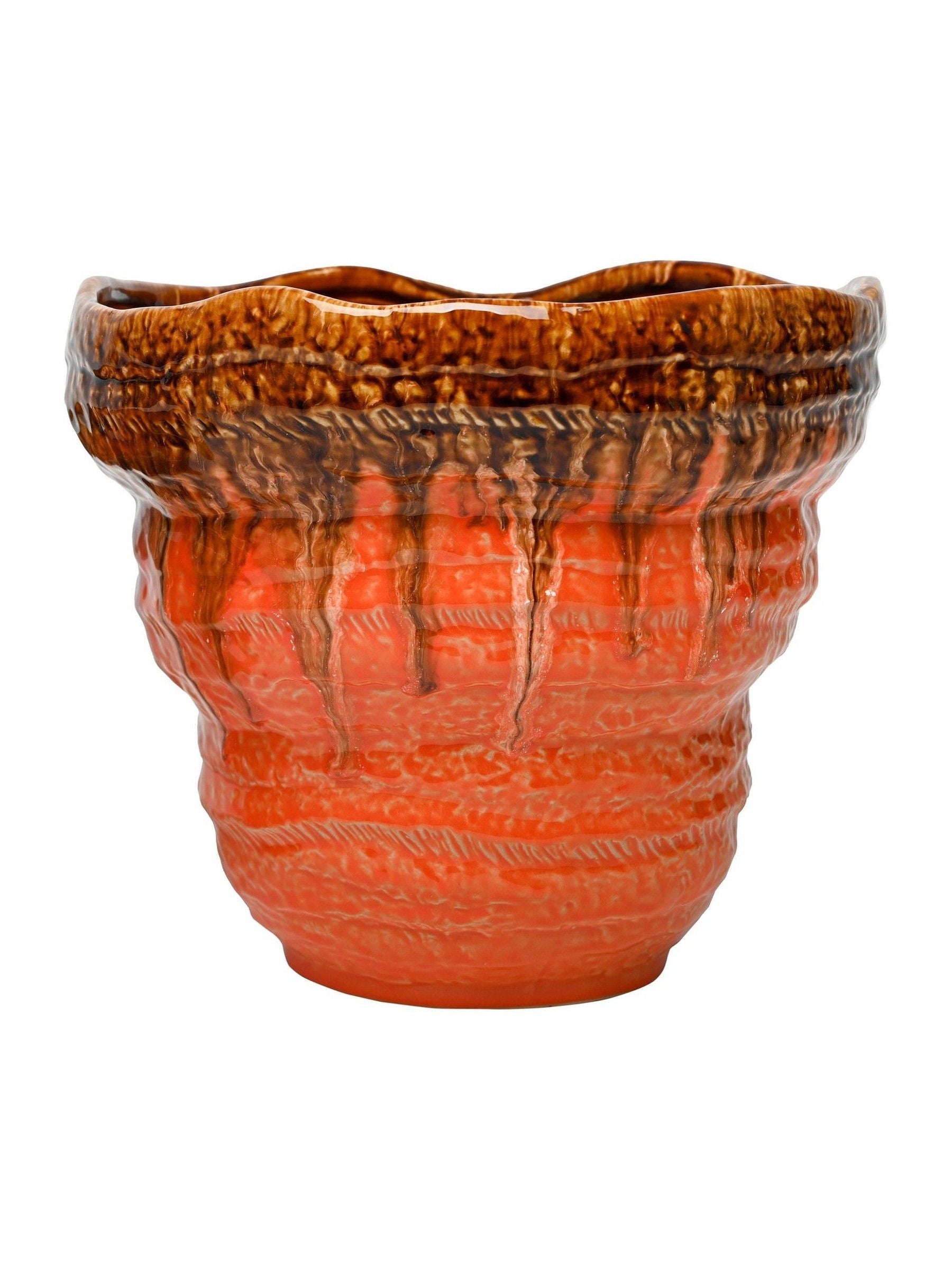 Libra Interiors orange Ibiza reactive glaze large planter, UK version