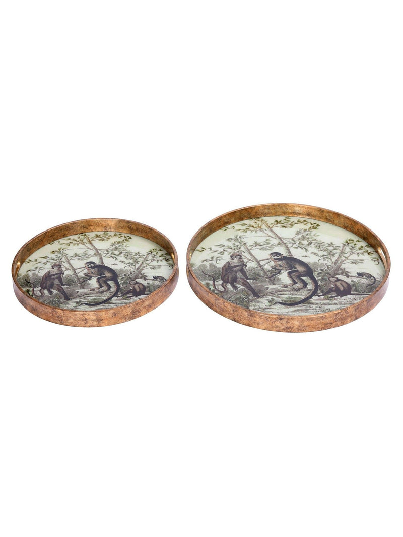 Libra Interiors cream monkey jungle decorative trays set (British brand)