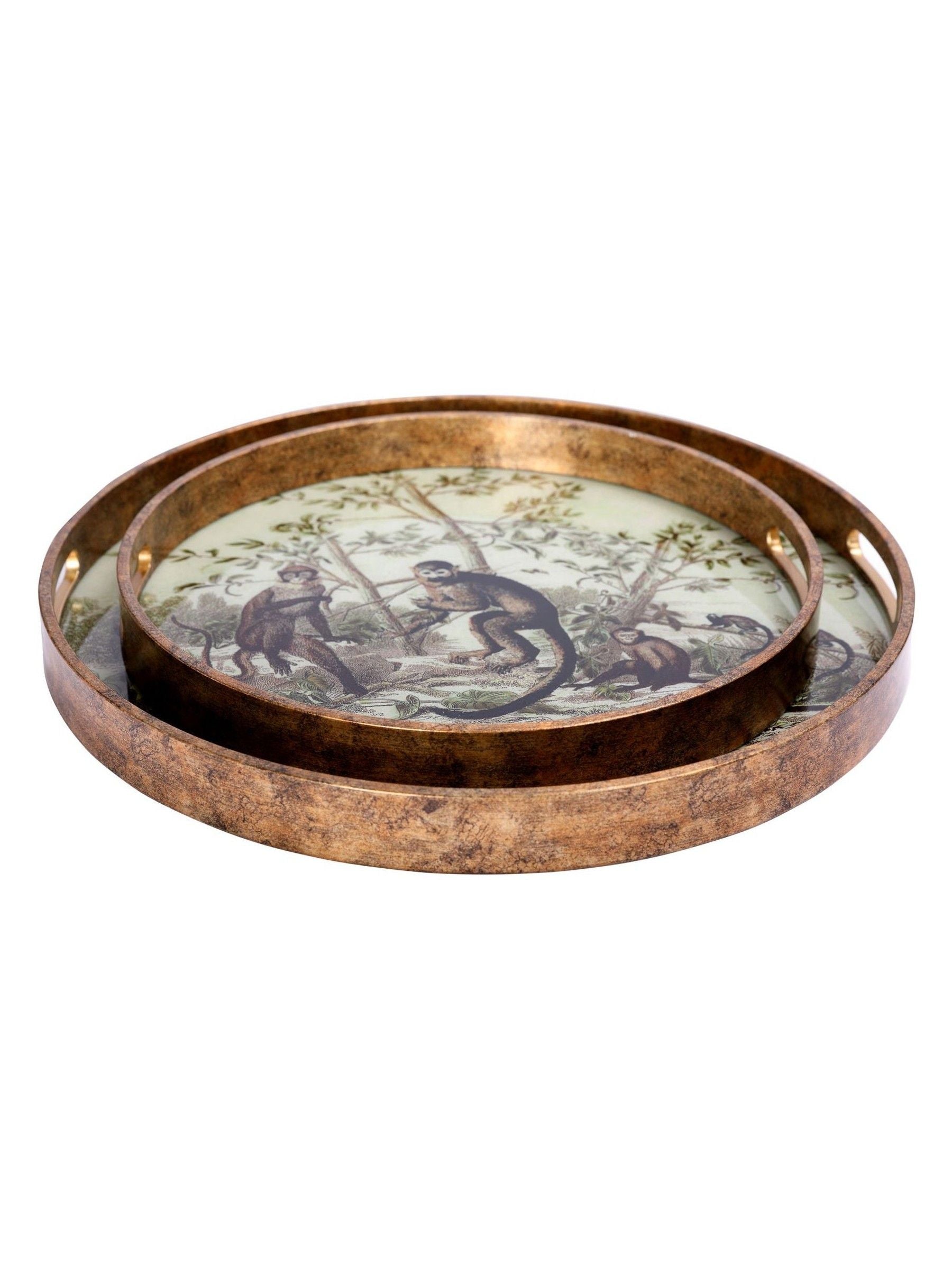 Libra Interiors cream monkey jungle decorative trays set (British brand)