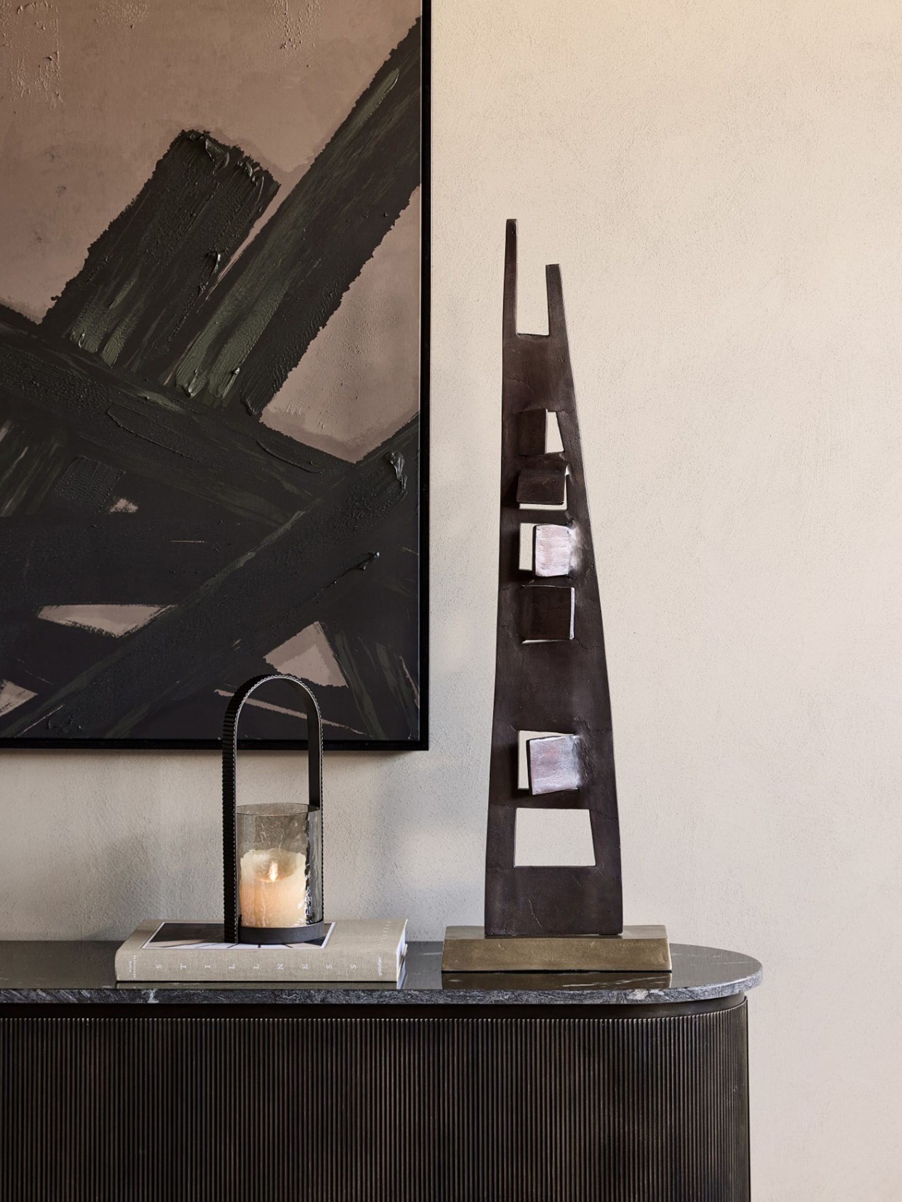Libra Interiors Bronze Cairns abstract sculpture 92cm tall, UK version