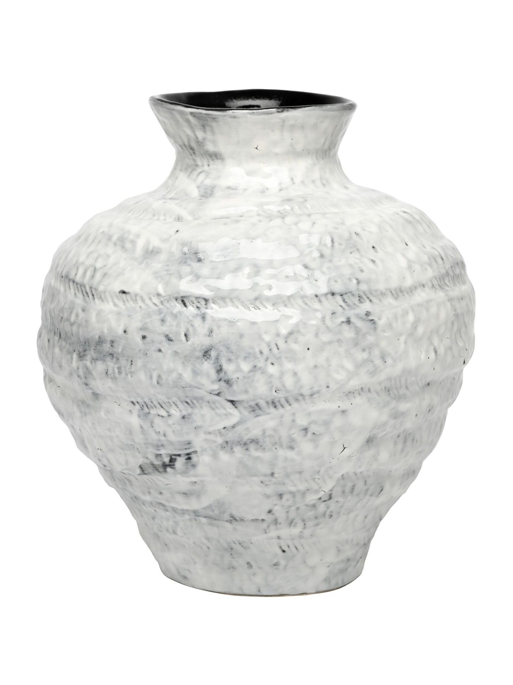 Libra Interiors white medium Lunel glazed vase (British brand)